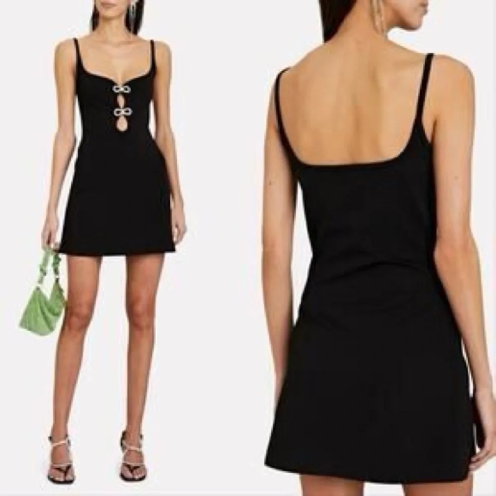 MACH & MACH Crystal Bow Ribbed Black Mini Dress - Picture 3 of 16